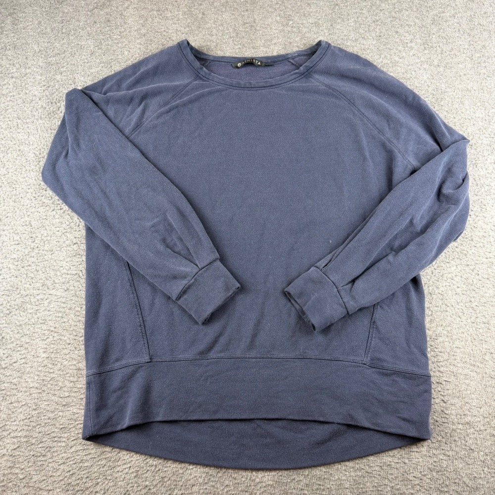 Athleta Sweatshirt Women's Medium Blue Tencel Lyocell Blend Raglan High Low Hem